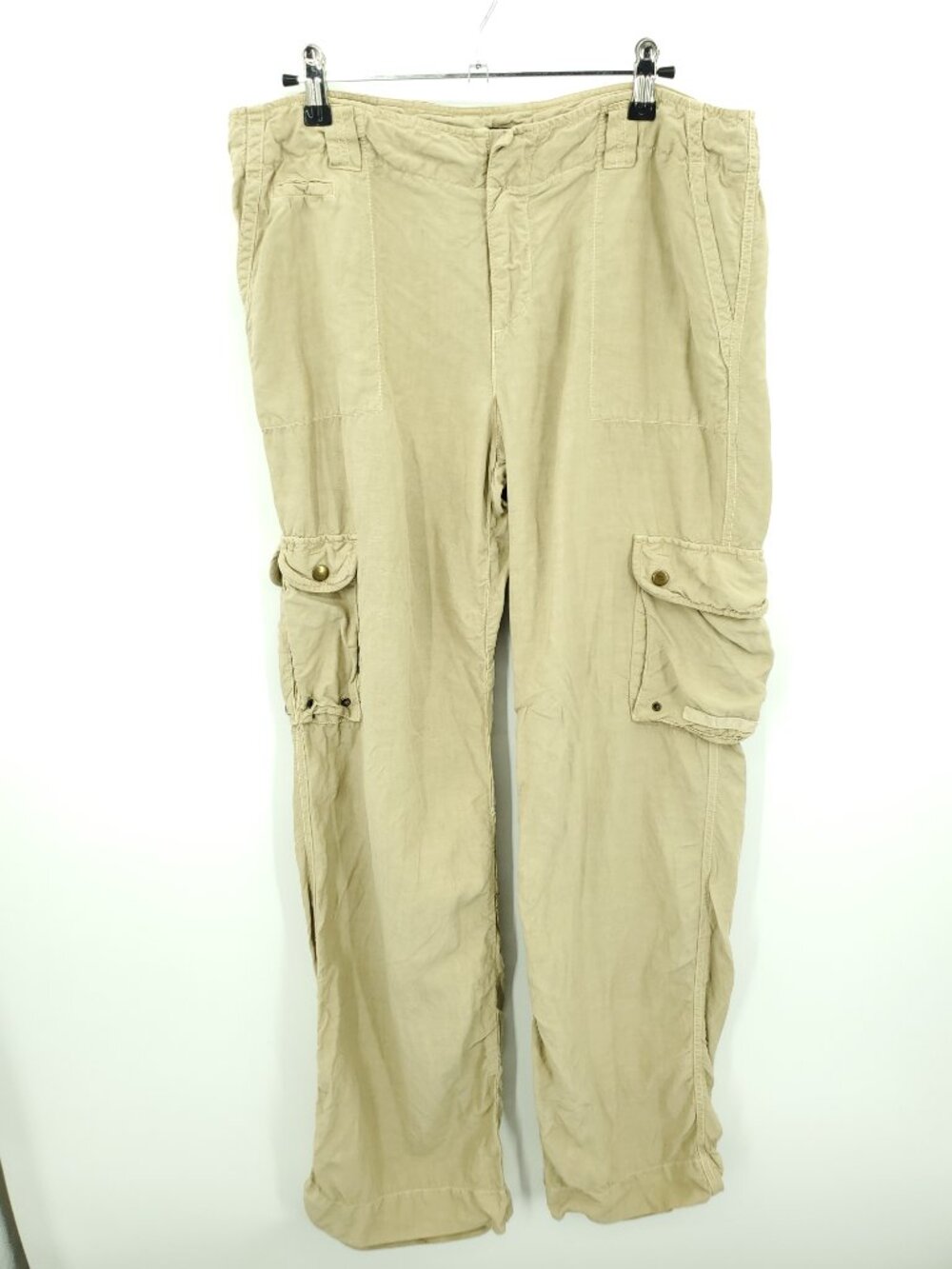 J.Crew Favorite Fit Linen/Silk Mid Rise Khaki Cargo Pants 10 Tan